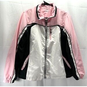 Aspire Womens Lightweight Pink/White/Black Windbreaker Jacket Size Med